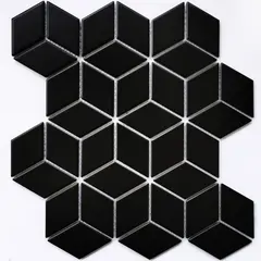 Мозаика керамическая Landa Black matt 6х267.4х309 черная Bonaparte mosaic